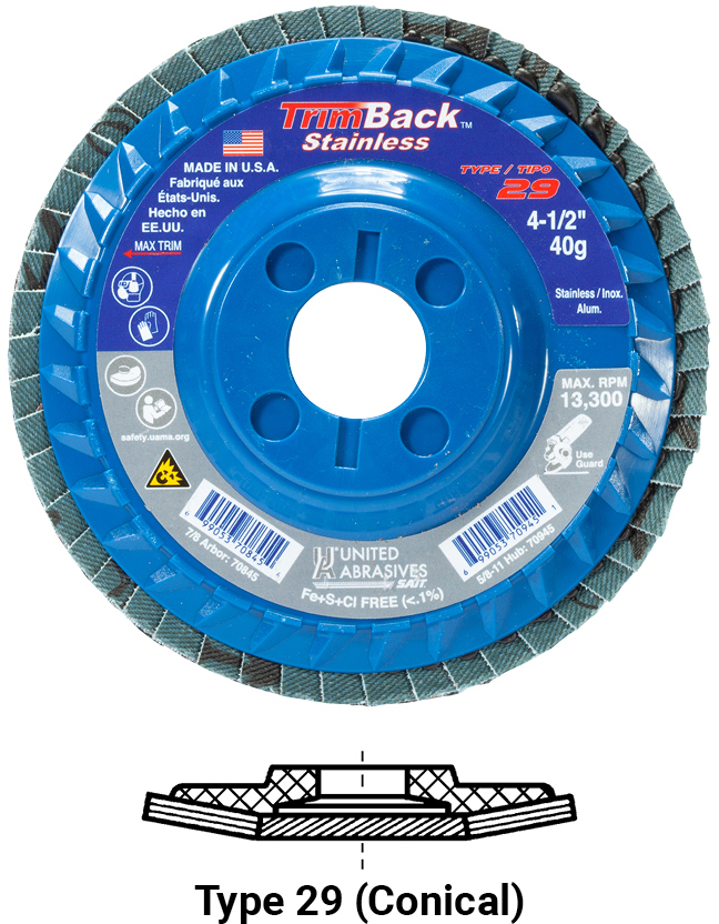 TRIMBACK SS T29 4.5x5/8-11 36X - Flap Discs